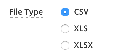 User export settings file type selection box.